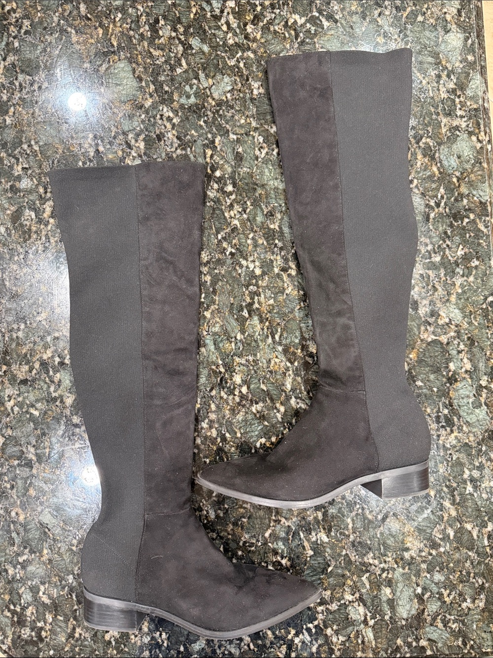 Stuart Weitzman Black Over-the-Knee Stretch Suede Boots